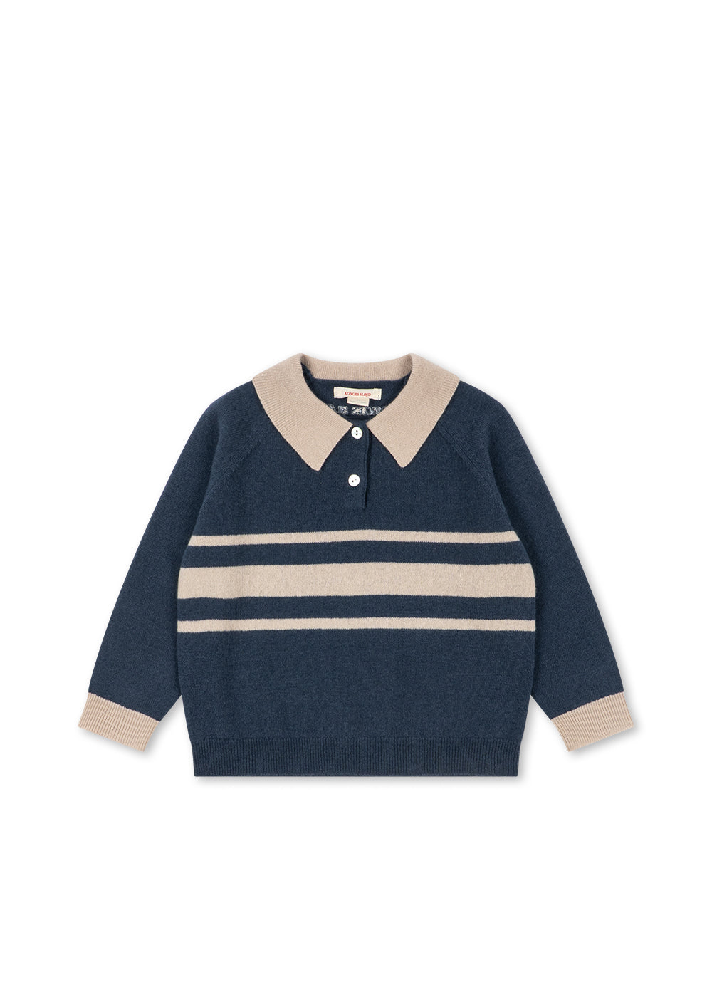 Konges Sløjd Basi Polo Knit Sweater Navy Blue Cream Striped