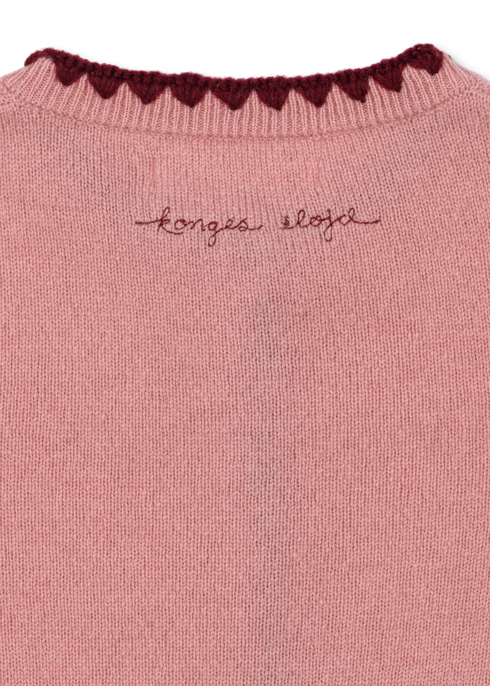 Konges Sløjd Girls' Collette Wool Cardigan Pink Cherry Embroidered Knit Pale Blush