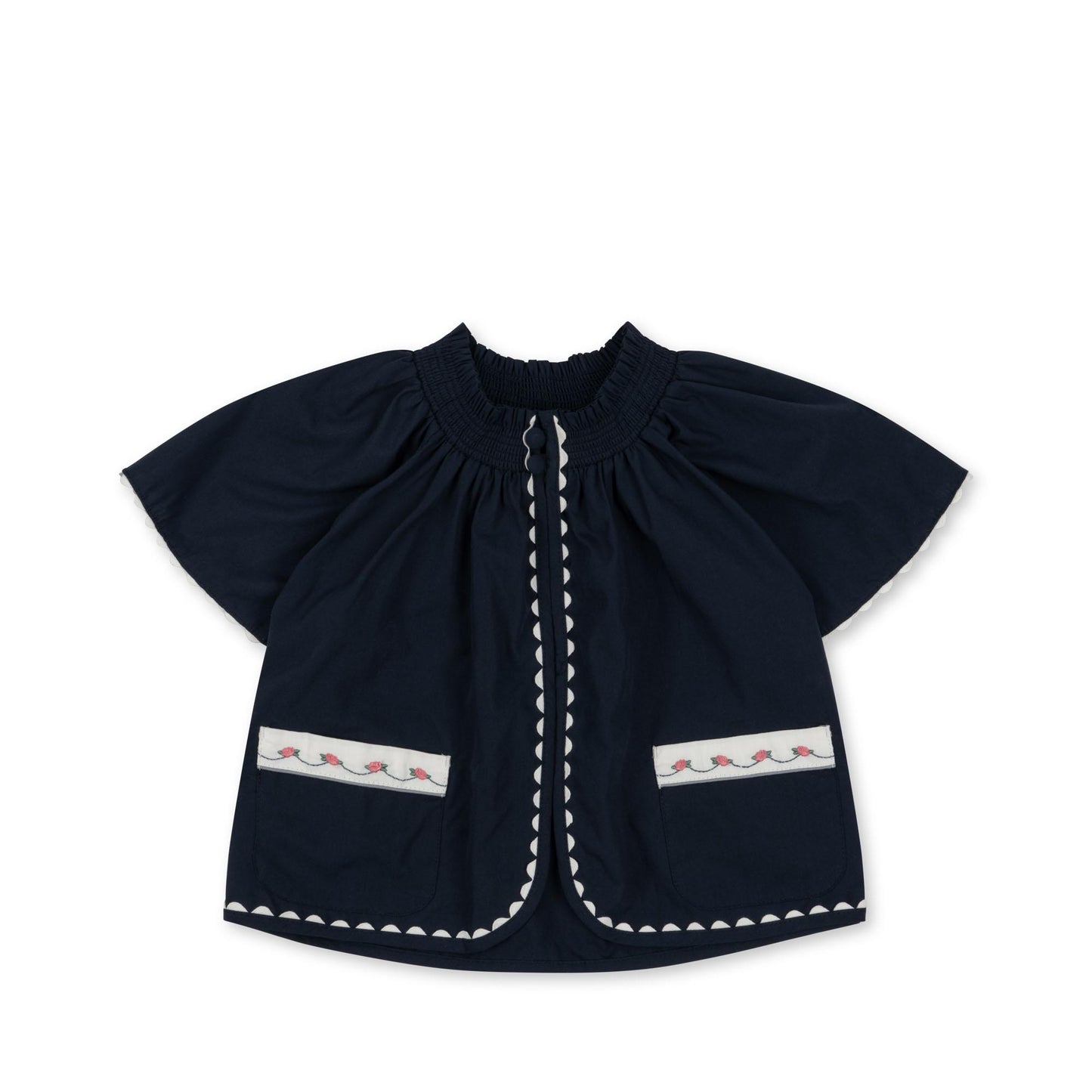 NIA Organic Cotton Short Sleeves Blouse Navy