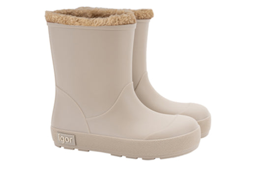 Yogi Borreguito Kids Fleece Lined Rain Boots – Beige