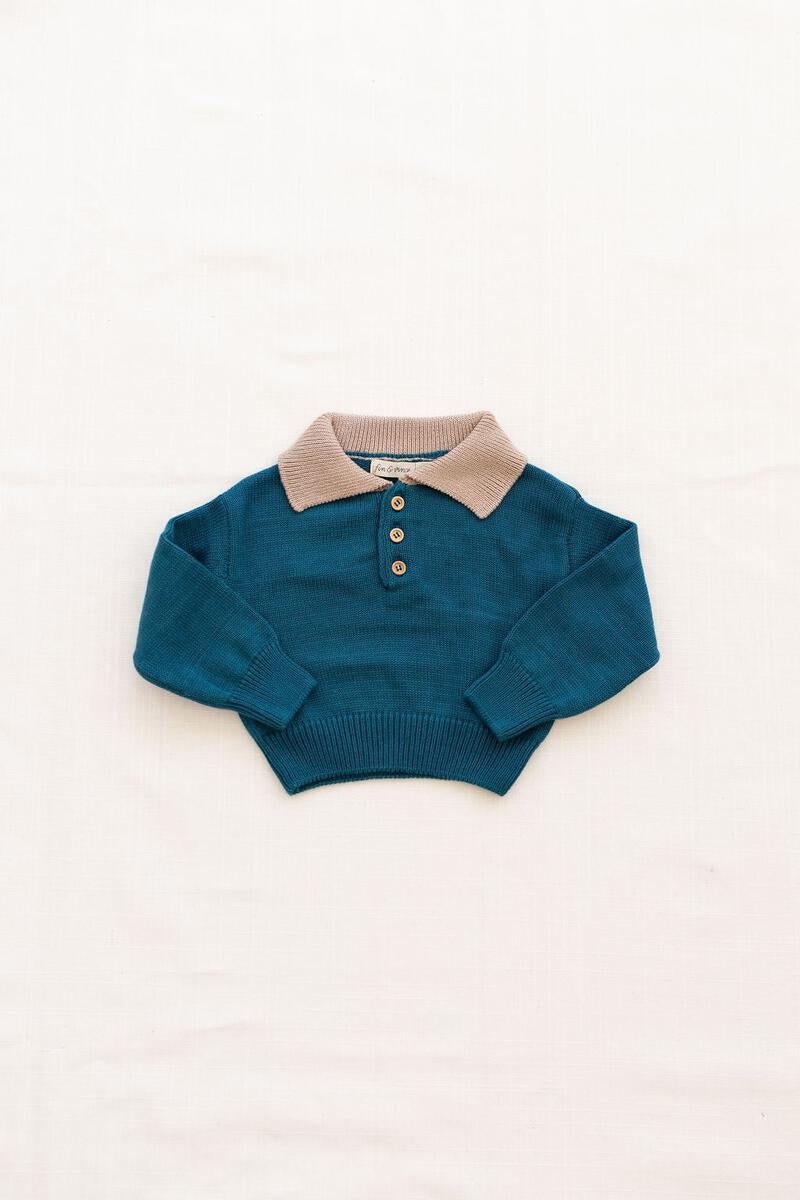 Vintage Blue Polo Sweater