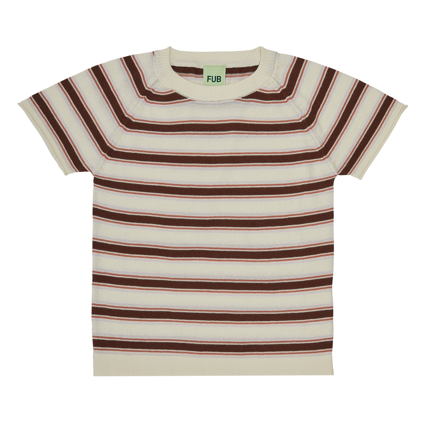 Organic Cotton Multi Stripe T-shirt Ecru Maroon