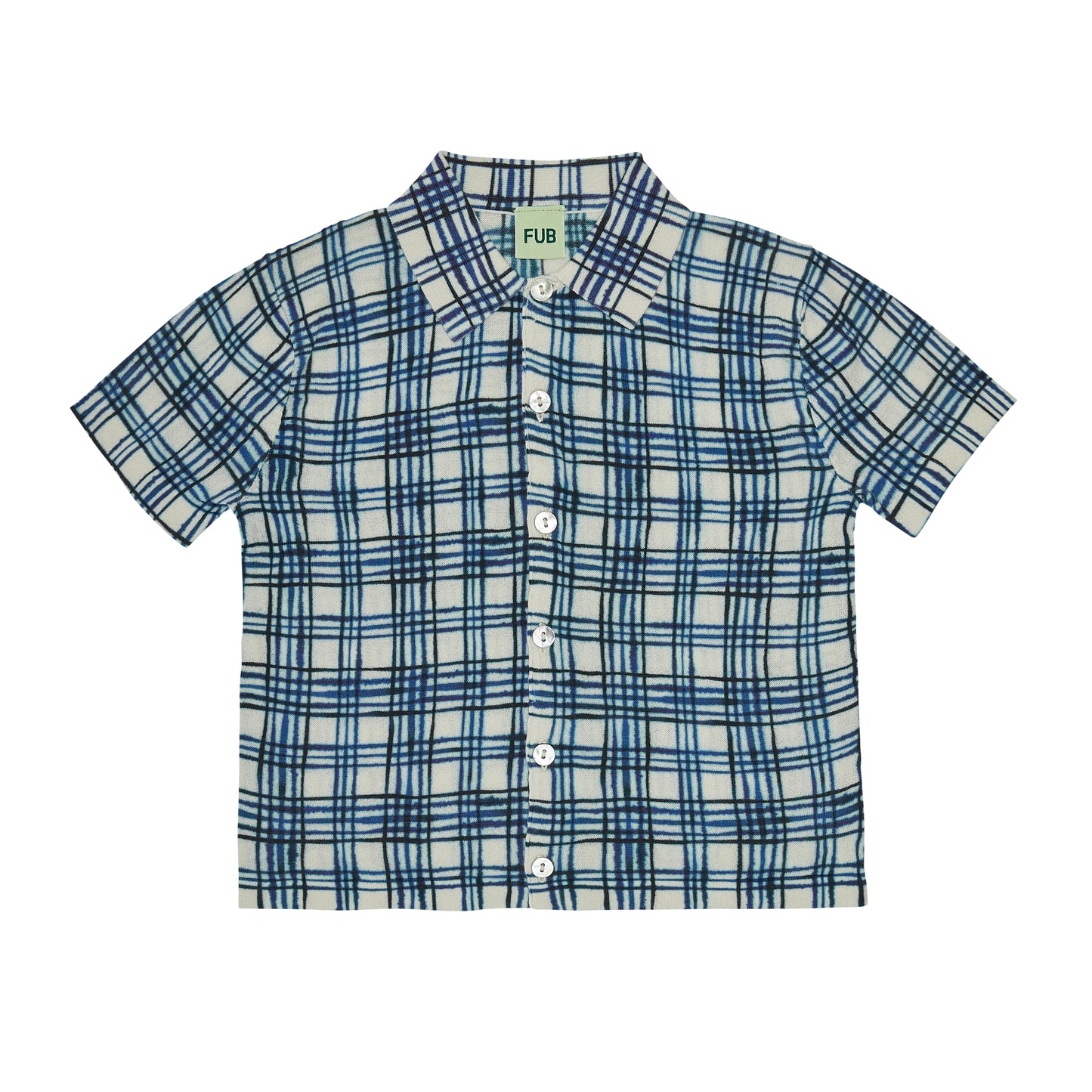 Organic Cotton Printed Short Sleeves Collar Shirt Ecru Khaki