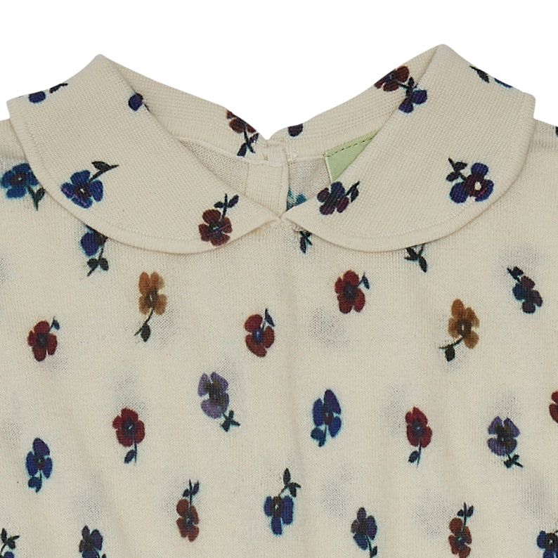 Printed Flower Organic Cotton Dress Ecru