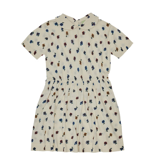 Printed Flower Organic Cotton Dress Ecru