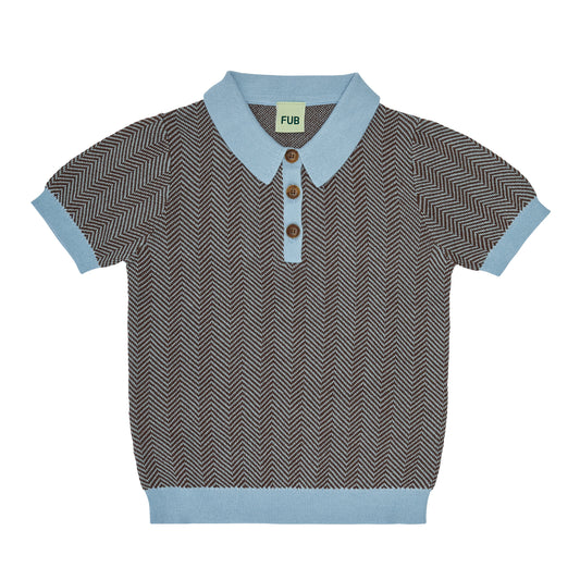 Organic Cotton Zigzag Short Sleeve Polo Shirt Glaice Maroon