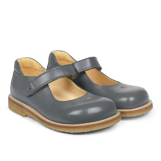 Classic Leather Mary Janes Heart Grey