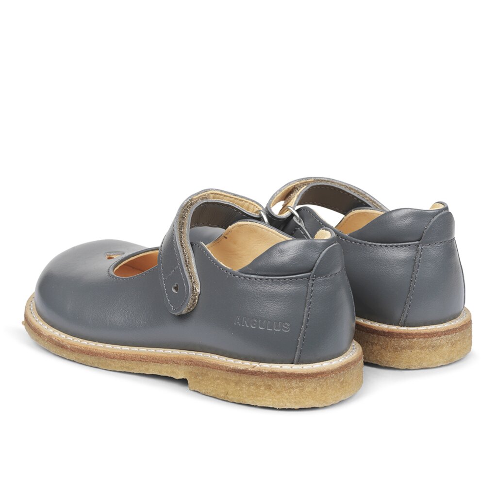 Classic Leather Mary Janes Heart Grey