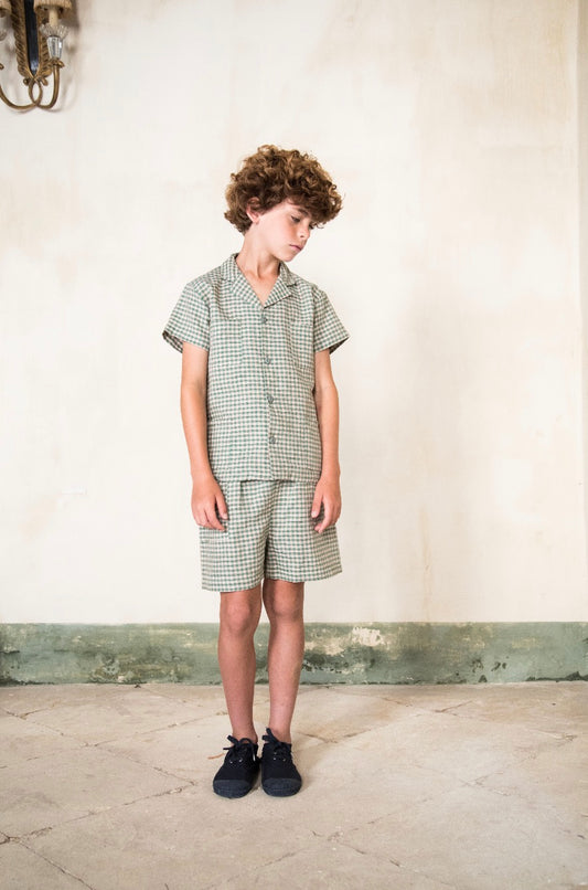 Uma Organic Cotton Shirt Green Gingham