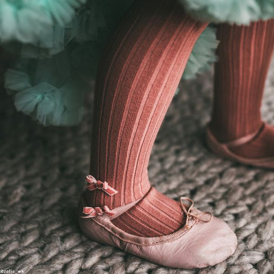 Capucine Ribbed Tights with Velvet Bows 3 Colors
