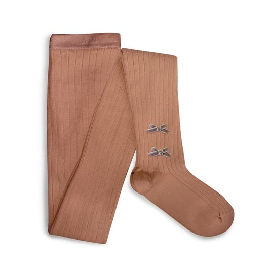 Capucine Ribbed Tights with Velvet Bows 3 Colors