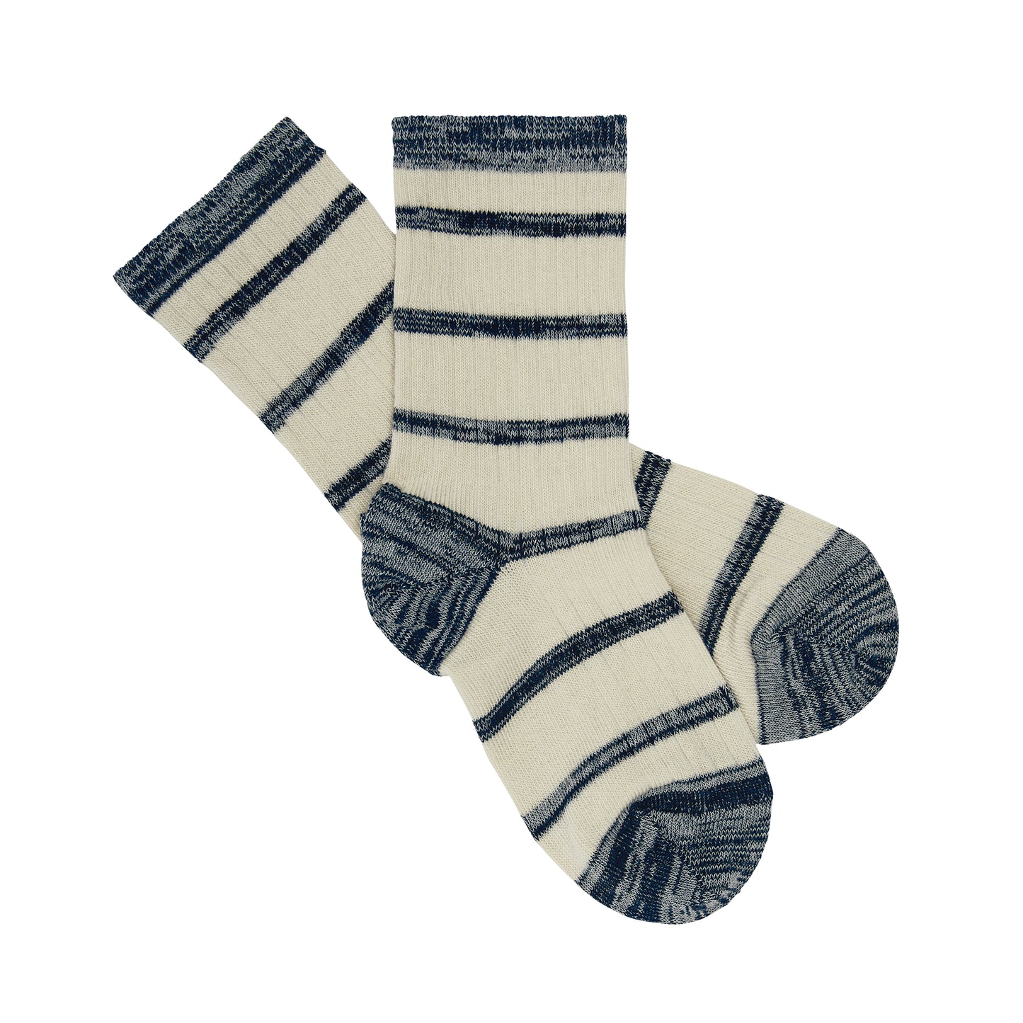 1 Pack Melange Cotton Stripe Socks Dark Navy