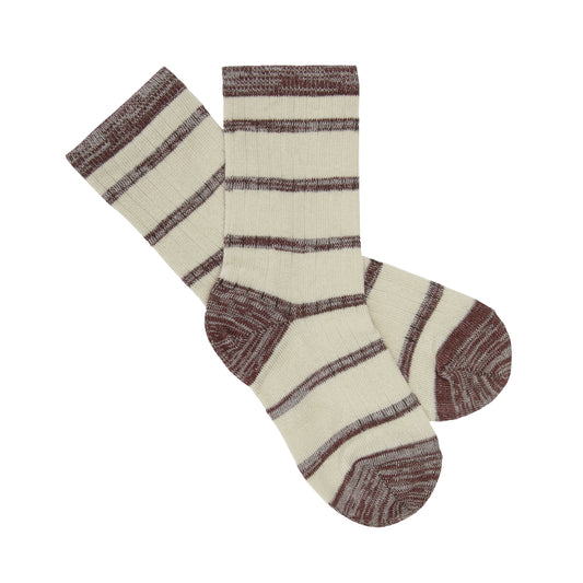 1 Pack Melange Cotton Stripe Socks Maroon