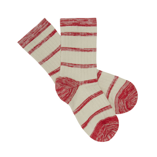 1 Pack Melange Cotton Stripe Socks Red