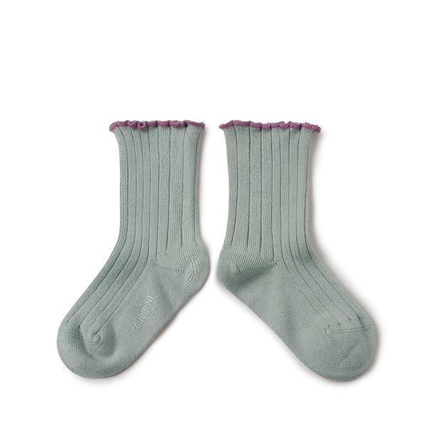 Delphine Lettuce Trim Cotton Ribbed Socks 8 Colors