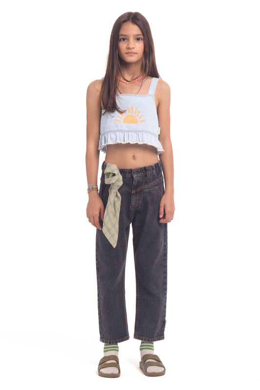 Light Chambray Sun Print Top