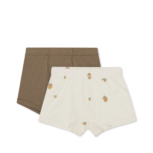 Basic 2 Pack Boy Organic Cotton Boxers GOTS Lemon