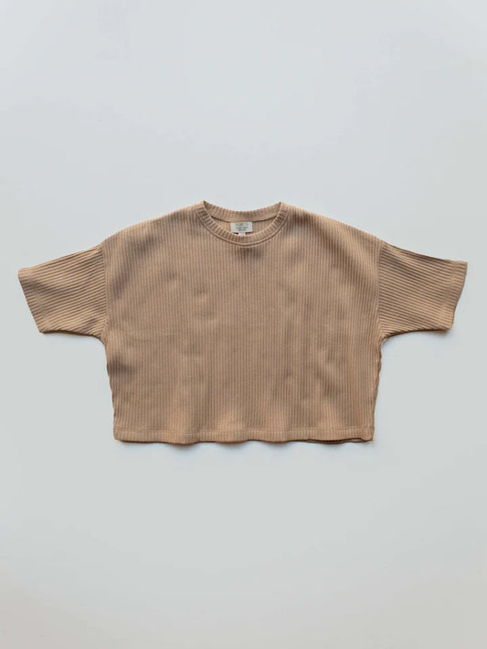 The Organic Cotton Ribbed Short Sleeves Eden T-Shirt Clay