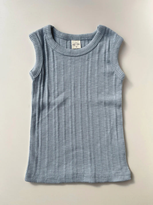 Ribbed Sleeveless Top Blue