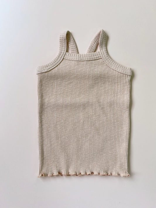 Ribbed Sleeveless Sweater Top Natural