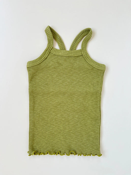 Ribbed Sleeveless Sweater Top Green