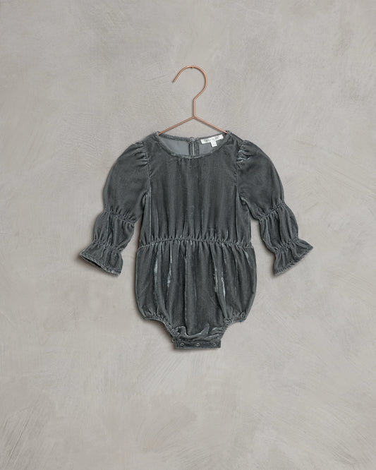 Ophelia Velvet Baby Romper French Blue