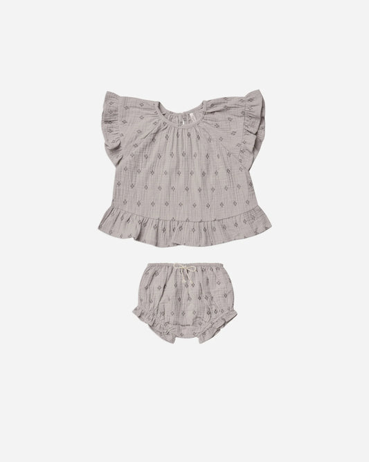 Butterfly Top And Bloomer Cotton Set Geo Embroidery