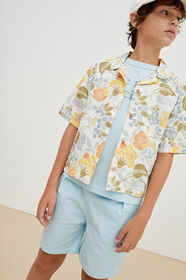 GIANNI Flower Print Summer Short Sleeves Shirt