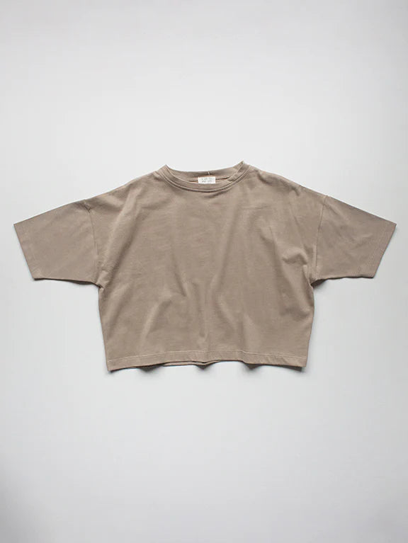 The Organic Cotton Round Neck Short Sleeves Oversized T-Shirt Beige