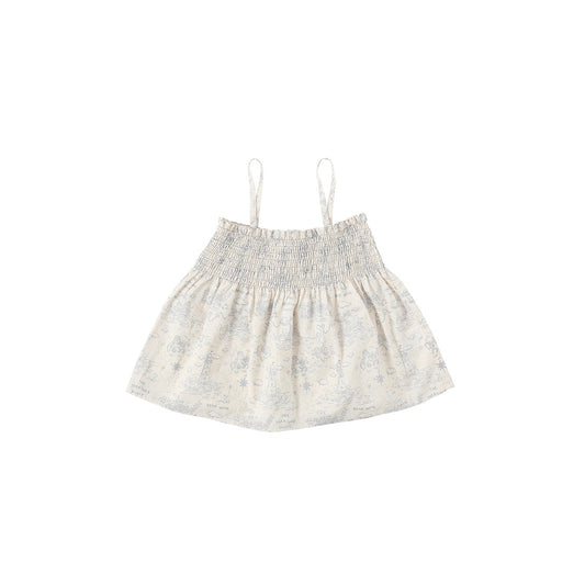 Toile De Jouy Smocking Sleeveless Top