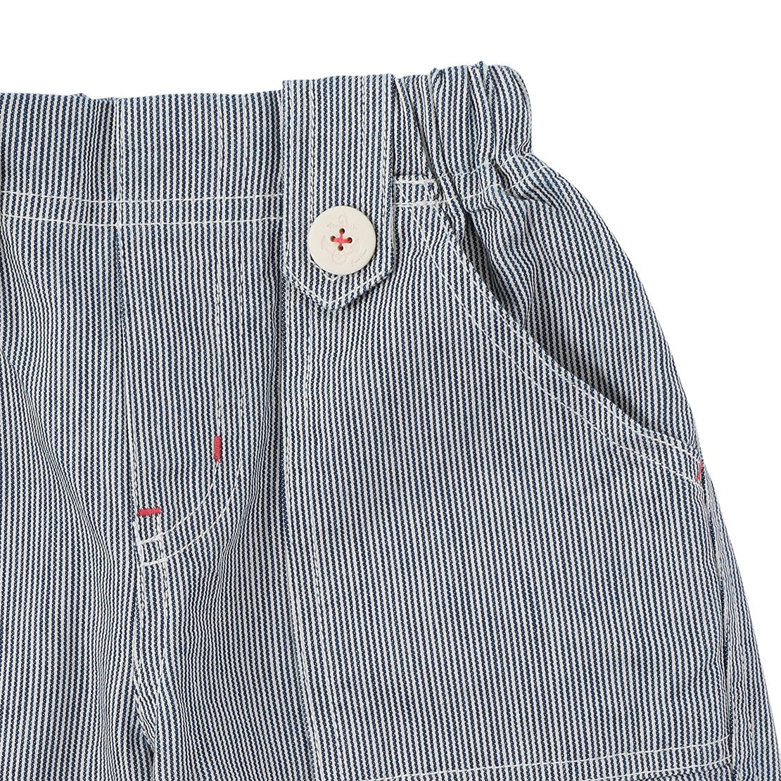 MARINE Stripe Button Shorts Navy