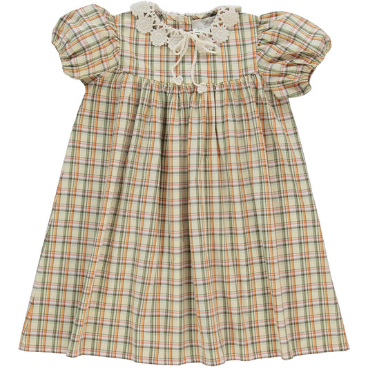 Astrid Short Sleeves Organic Cotton Dress Prairie Check
