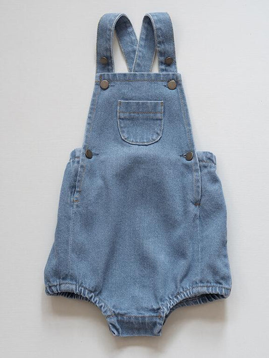The Stone Denim Romper Light Blue