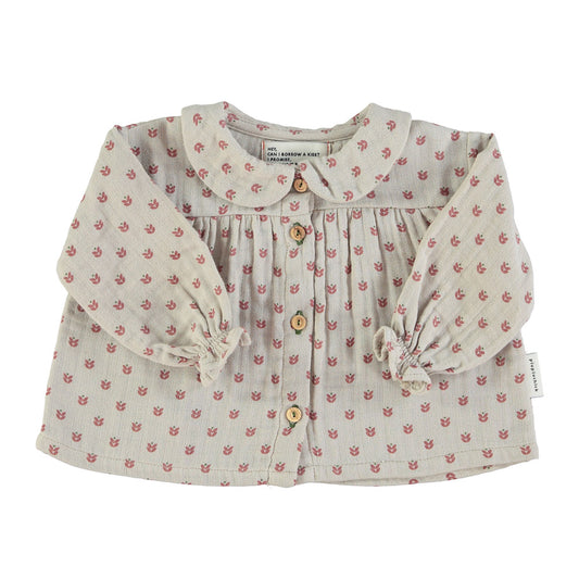 Baby Peter Pan Collar Blouse Taupe Brown