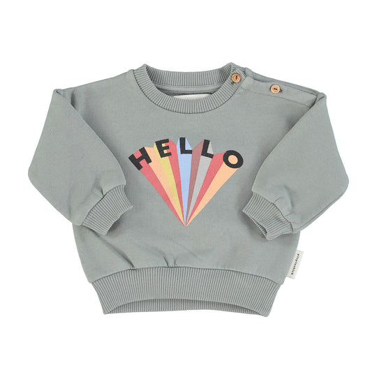 Baby Organic Cotton Hello Printed Sweatshirt Greenish Grey